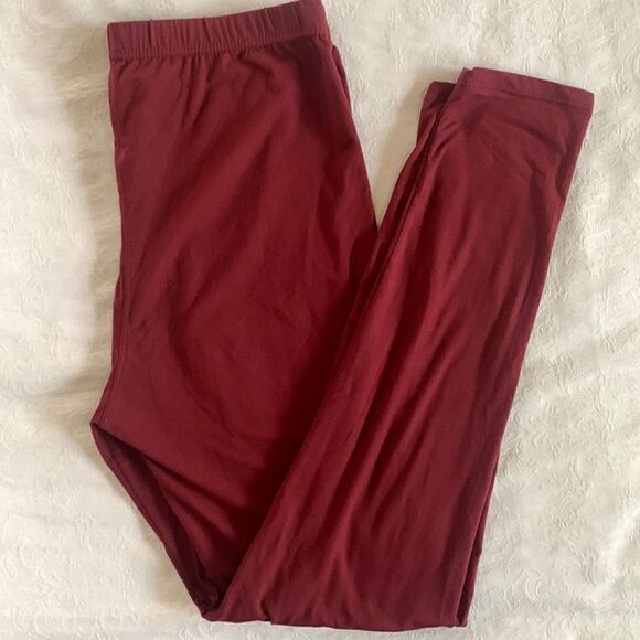 Leggings Plus Size Burgundy Stretch Soft - Picture 1 of 8